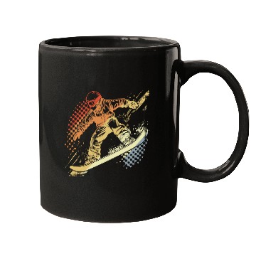 Discover Snowboarder Graphic Retro Style Mugs