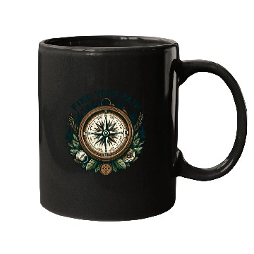 Discover Trail Compass, Mountain Hiking Design Mugs