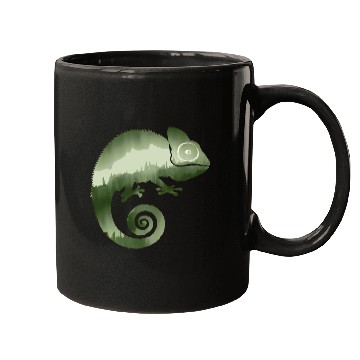 Discover green chameleon monochrome silhouette Mugs