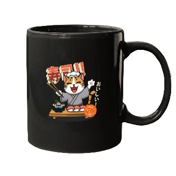 Discover Sushi Chef Cat Adorable Culinary Cat Design Mugs