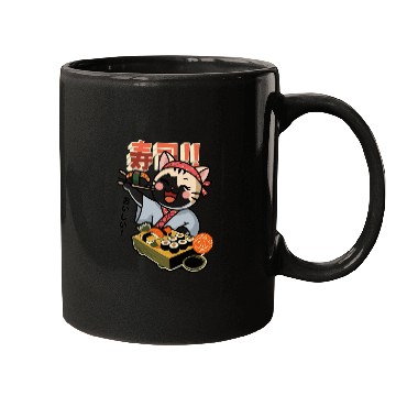 Discover Sushi Chef Cat Adorable Culinary Cat Design Mugs
