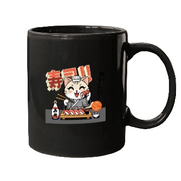 Discover Sushi Chef Cat Adorable Culinary Cat Design Mugs