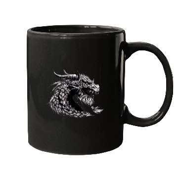 Discover Mythical Dragon Head Illustration Mugs