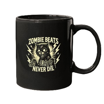 Discover Zombie Cat Halloween Skeleton Skull Horror Fun Art Mugs