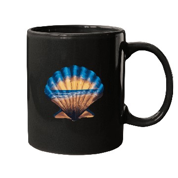 Discover Seashell Beach Scene Serene Ocean Landscape Mugs
