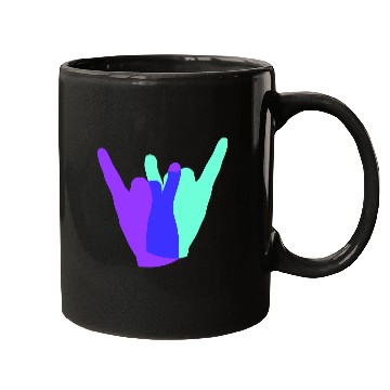 Discover Two heavy metal hard rock horn finger hand gesture Mugs