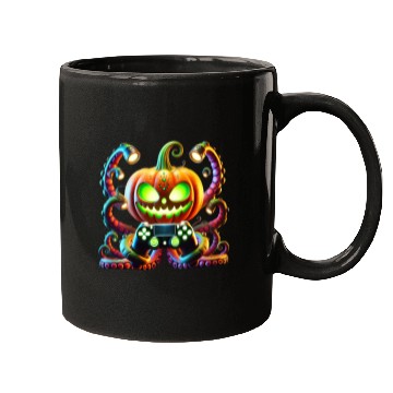 Discover Octopus Pumpkin Gamer with Glowing Halloween Vibes Mugs