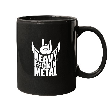 Discover Heavy F#ckin' Metal Hard Rock Fun Music Text Quote Mugs