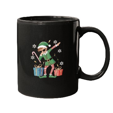 Discover Dabbing Elf with Candy Cane and Gifts Mugs