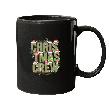 Discover Christmas Crew with Santa Hats and Candy Canes Mugs