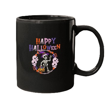 Discover Happy Halloween Skeleton, Mugs