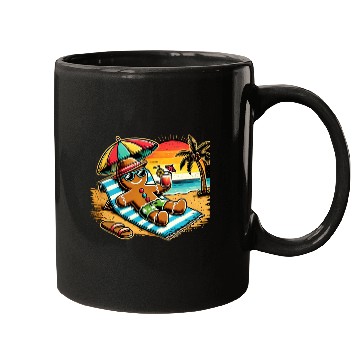 Discover Gingerbread Man Relaxing on the Beach Mugs
