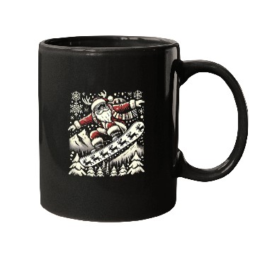 Discover Snowboarding Santa Winter Wonderland Christmas Fun Mugs