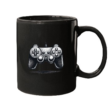 Discover Gamer Controller Cartoon Charcoal Gaming Art Mugs
