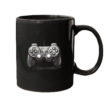 Discover Gamer Controller Cartoon Charcoal Gaming Art 3 Mugs