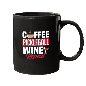 Discover Coffee Pickleball Wine Repeat Mugs