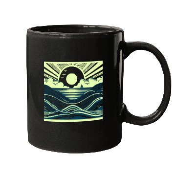 Discover Ocean Sunrise Retro Wave Sailing Mugs