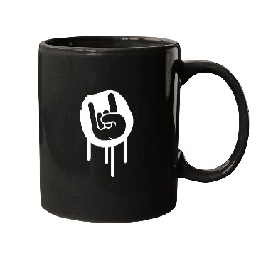 Discover Heavy metal graffiti drop horn finger hand gesture Mugs