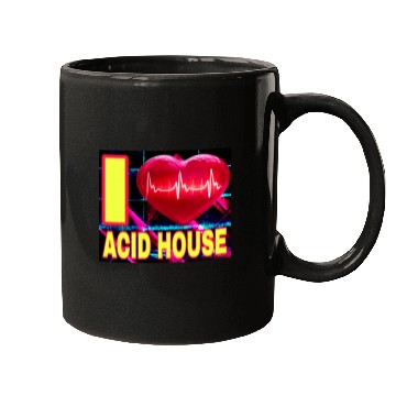 Discover I LOVE ACID HOUSE YELLOW FONTS Mugs