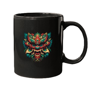 Discover Intricate Tribal Dragon Mask Mugs