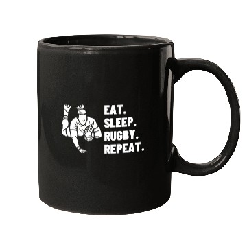 Discover Eat Sleep Rugby Repeat Funny Rugby Player Mugs