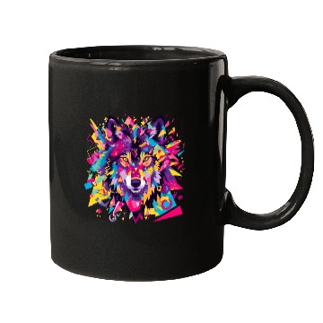 Discover Majestic Pop Art Alpha Wolf - Vibrant Cool Mugs