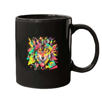 Discover Majestic Pop Art Alpha Wolf - Vibrant Warm Mugs