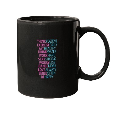 Discover Think Positive Exercise Daily Eat Healthy Mugs