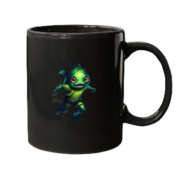Discover Green Monster Fish Floating in the Deep Sea Mugs