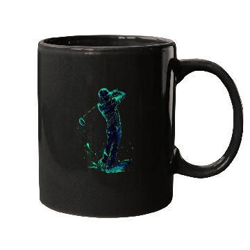 Discover Minimalist Golfer Green Glow Silhouette Mugs