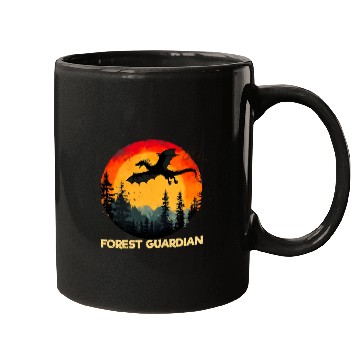 Discover Vintage Sunset Forest Dragon Mugs