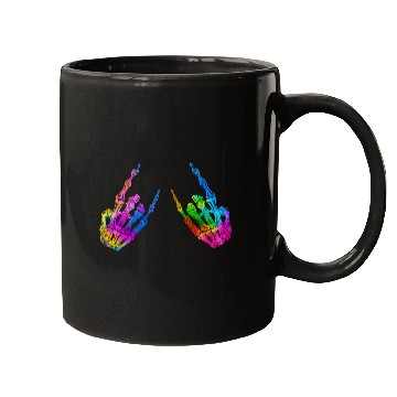 Discover Rock On Rock Star Skeleton Hands LGBT Rainbow Mugs