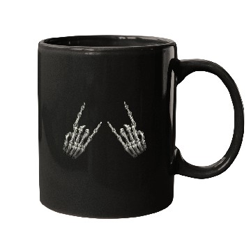 Discover Rock On Rock Star Skeleton Hands Rocker Halloween Mugs
