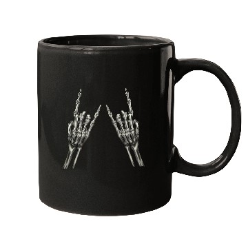 Discover Rock On Rock Star Skeleton Hands Rocker Halloween Mugs