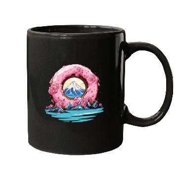 Discover Japan Sakura Blossom Mount Fuji Donut Mugs