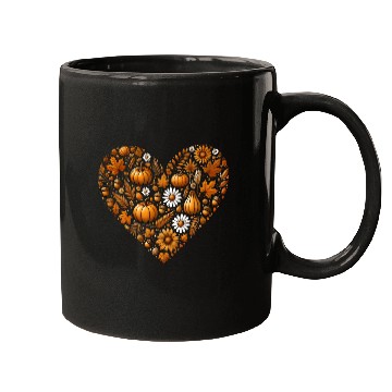 Discover Heart filled with pumpkins, leaves and nuts Mugs