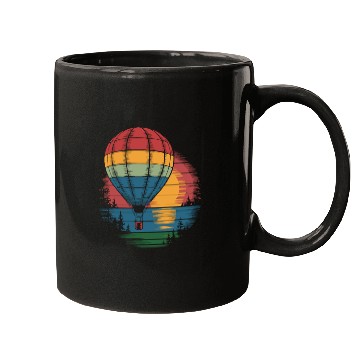 Discover Hot Air Balloon Retro Sunset Adventure Mugs