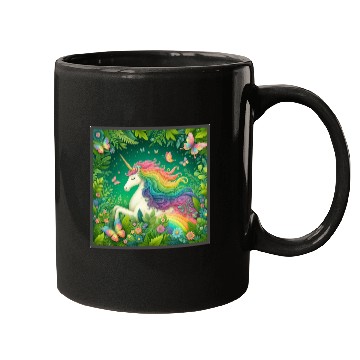 Discover Unicorn, Unicorn butterfly in flower garden design Mugs