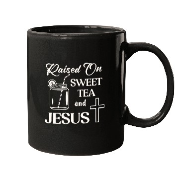 Discover Raised On Sweet Tea And Jesus LIKE US ON FACEBOOK Mugs