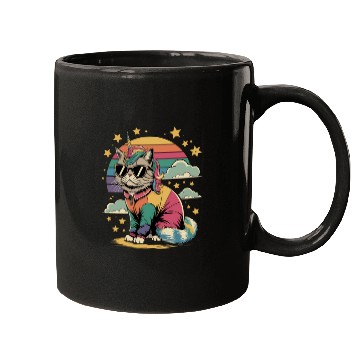 Discover Dramatic Unicorn Cat in Sunglasses Relaxing Mugs