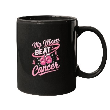 Discover My Mom Beat Cancer Breast Cancer Awareness Mugs