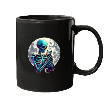 Discover Skeleton Cute Cat Skull Kitty Halloween Mugs