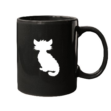 Discover Cute Sitting Cat Silhouette Kitten Shadow Outline Mugs