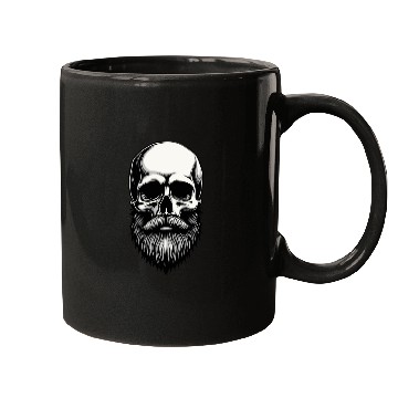 Discover Bearded Skull Art - Dark Gothic Illustration Mugs