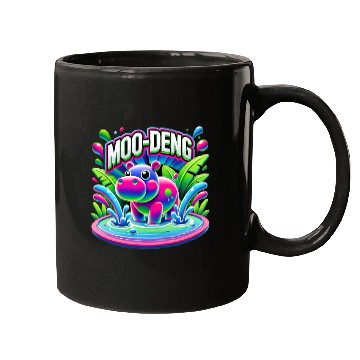Discover Moo-Deng Hippo Bright Splashy Jungle Cartoon Mugs