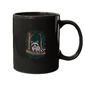 Discover Cottagecore Raccoon in Forest Scene Mugs