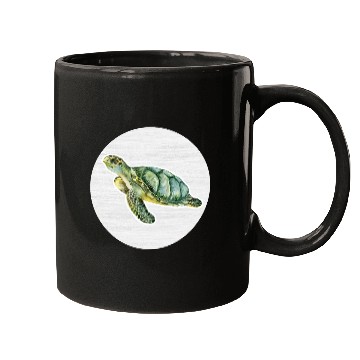 Discover Green Turtle Watercolor Drawing Mugs