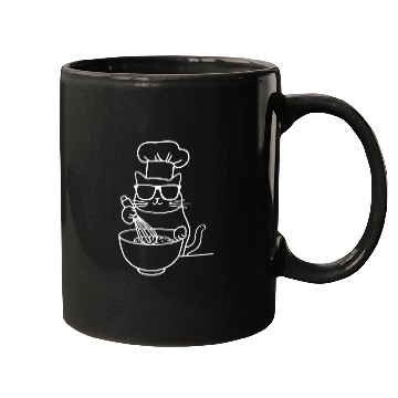 Discover Cat Wearing Sunglasses Chef Baker Bakery Mugs