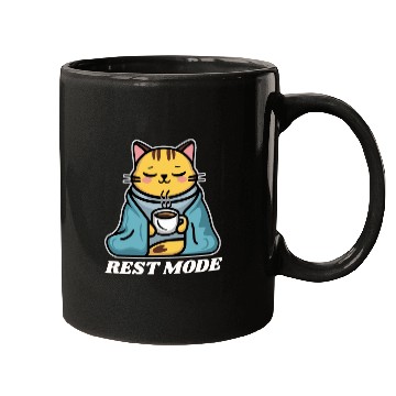 Discover Rest Mode Cat With Coffee Mugs