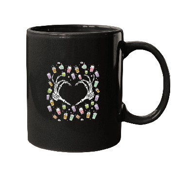Discover Skeletal Embrace: A Bubble Tea Love Story Mugs